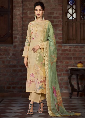Georgette Trendy Salwar Suit in Mustard Enhanced w