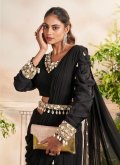 Georgette Trendy Saree in Black Enhanced with Border - 1