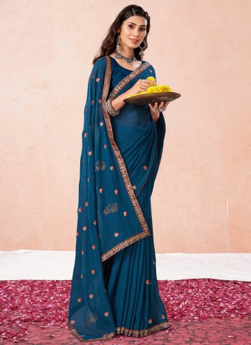 Georgette Trendy Saree in Morpeach Enhanced with E