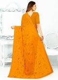 Georgette Trendy Saree in Orange Enhanced with Border - 3