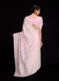 Georgette Trendy Saree in Rose Pink Enhanced with Lucknowi Work - 2