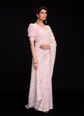 Georgette Trendy Saree in Rose Pink Enhanced with Lucknowi Work - 3