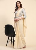 Georgette Trendy Saree in Yellow Enhanced with Embroidered - 3