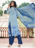 Glorious Aqua Blue Faux Crepe Digital Print Pakistani Suit - 1