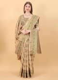 Glorious Beige Cotton Silk Border Classic Designer Saree - 1