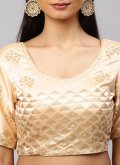 Glorious Beige Satin Embroidered A Line Lehenga Choli for Party - 1