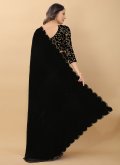 Glorious Black Velvet Embroidered Designer Saree - 2