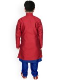 Glorious Blue and Red Art Dupion Silk Fancy work Jacket Style - 2