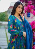 Glorious Blue Maslin Silk Digital Print Trendy Salwar Suit - 1