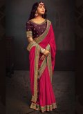 Glorious Border Vichitra Silk Pink Trendy Saree - 2