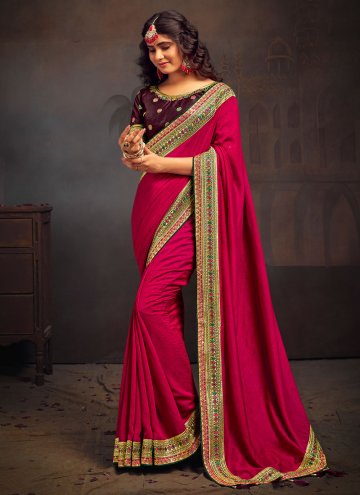 Glorious Border Vichitra Silk Pink Trendy Saree