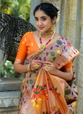 Glorious Brown Kanjivaram Silk Meenakari Trendy Saree - 1