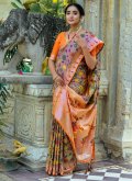 Glorious Brown Kanjivaram Silk Meenakari Trendy Saree - 2