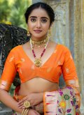 Glorious Brown Kanjivaram Silk Meenakari Trendy Saree - 3