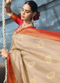 Glorious Cream Silk Woven Designer Saree - 2
