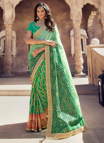 Glorious Embroidered Chanderi Green Trendy Saree