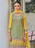 Glorious Embroidered Chinon Green Designer Salwar Kameez - 1