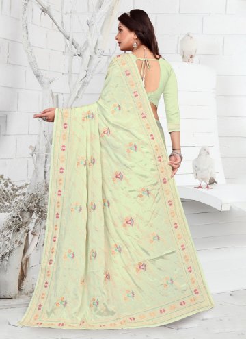Glorious Embroidered Faux Crepe Green Trendy Saree
