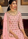 Glorious Embroidered Faux Georgette Pink Salwar Suit - 2