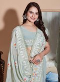 Glorious Embroidered Georgette Green Classic Designer Saree - 1