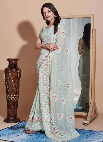 Glorious Embroidered Georgette Green Classic Desig