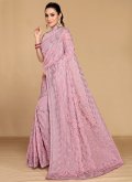 Glorious Embroidered Georgette Pink Trendy Saree - 1