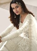 Glorious Embroidered Net White Trendy Salwar Suit - 1