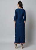 Glorious Embroidered Rayon Navy Blue Party Wear Kurti - 2