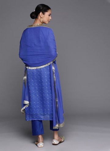 Glorious Embroidered Silk Blend Blue Salwar Suit