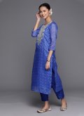 Glorious Embroidered Silk Blend Blue Salwar Suit - 2