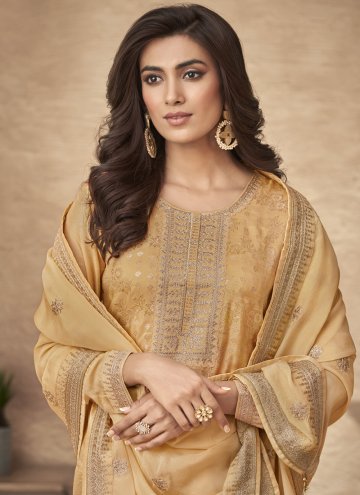 Glorious Gold Jacquard Embroidered Salwar Suit