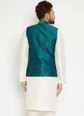 Glorious Green Art Dupion Silk Buttons Nehru Jackets - 1