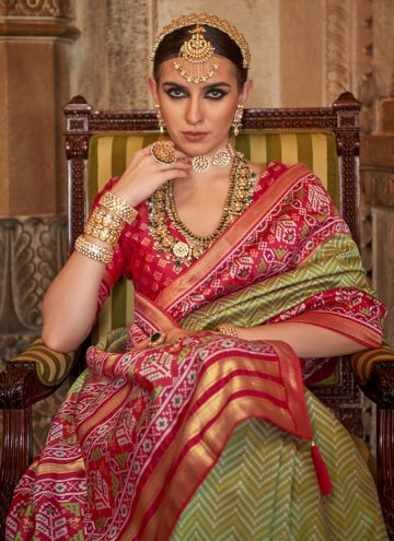 Glorious Green Banarasi Woven Designer Saree for Festival