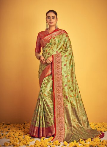 Glorious Green Banarasi Woven Designer Traditional