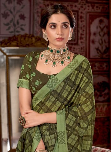 Glorious Green Fancy Fabric Print Designer Saree for Ceremonial
