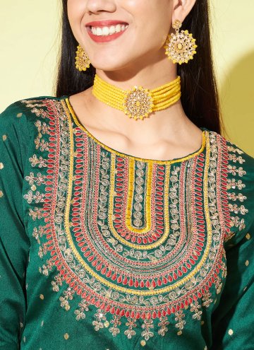 Glorious Green Silk Blend Embroidered Salwar Suit