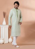 Glorious Green Silk Fancy work Kurta Pyjama for Mehndi - 2