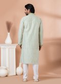 Glorious Green Silk Fancy work Kurta Pyjama for Mehndi - 3