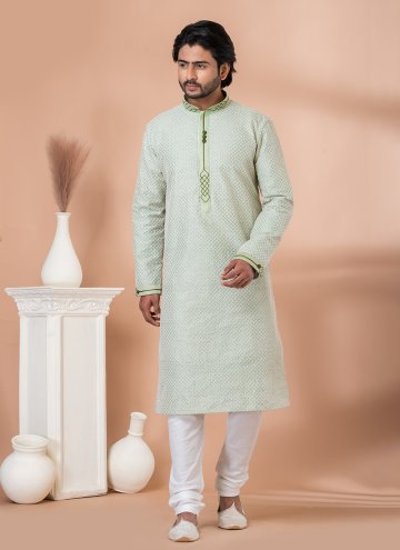 Glorious Green Silk Fancy work Kurta Pyjama for Mehndi