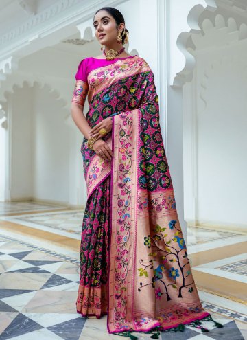 Glorious Green Silk Meenakari Classic Designer Saree for Ceremonial