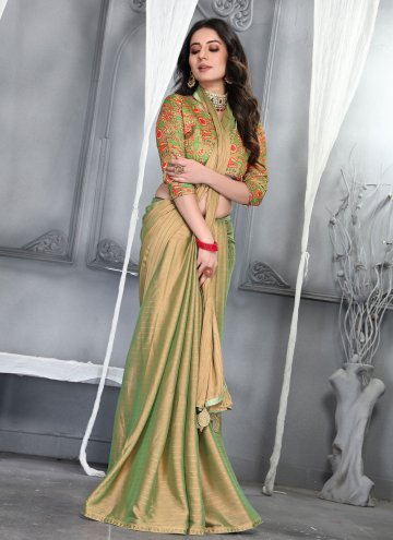 Glorious Green Silk Plain Work Designer Saree for Festival
