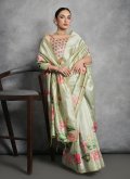 Glorious Green Tussar Silk Printed Classic Designer Saree for Ceremonial - 3