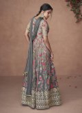 Glorious Grey Organza Embroidered Gown - 2