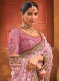 Glorious Lavender Banarasi Diamond Work Classic Designer Saree for Party - 1