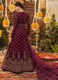 Glorious Maroon Net Embroidered Floor Length Suit for Ceremonial - 3