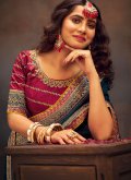Glorious Morpeach Vichitra Silk Border Classic Designer Saree for Ceremonial - 1