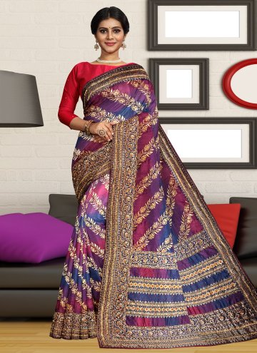Glorious Multi Colour Kanjivaram Silk Hand Work Trendy Saree