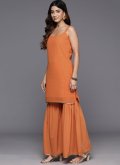 Glorious Orange Georgette Printed Salwar Suit for Ceremonial - 3
