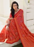 Glorious Orange Silk Border Designer Saree - 1