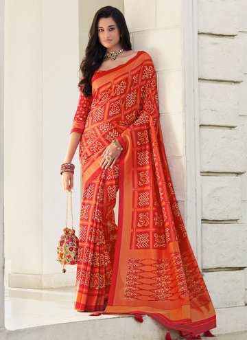 Glorious Orange Silk Border Designer Saree